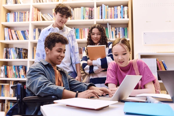 Diverse group of students collaborating